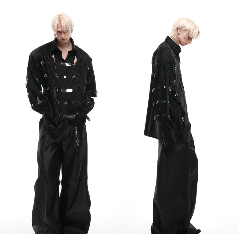 Heavy Niche Metal Buckle Hollow Sense Of Design Shirt