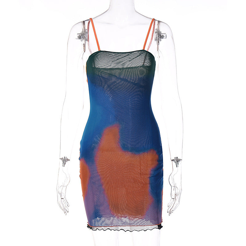 Camouflage Mesh Camouflage Dress With Fungus