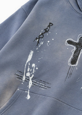 Loose Street Hand-painted Couple Wear Hooded Sweater