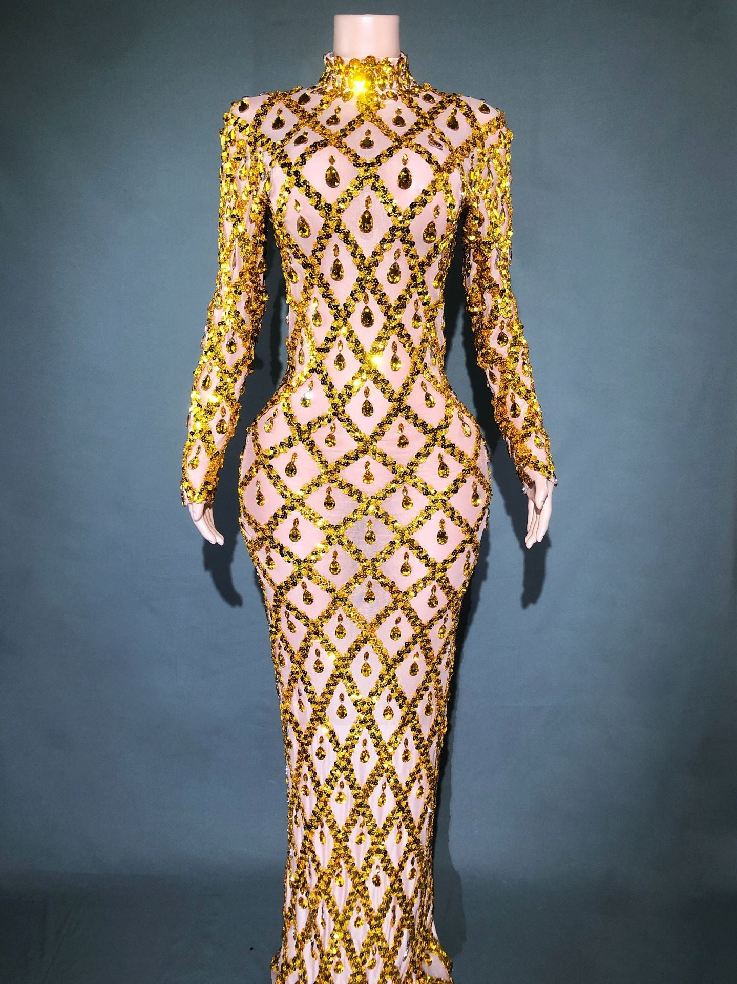 Shiny Rhinestone Women's Evening Party Formal Dress