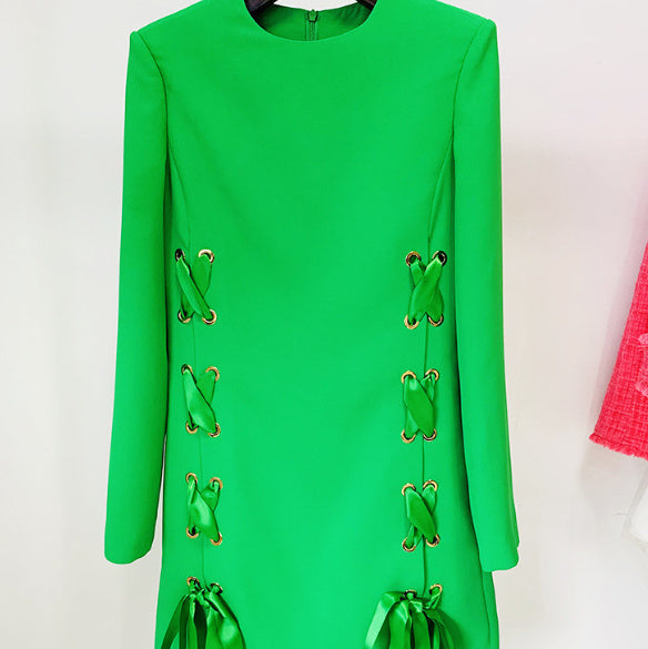 Ribbon Rope Long Sleeve Dress