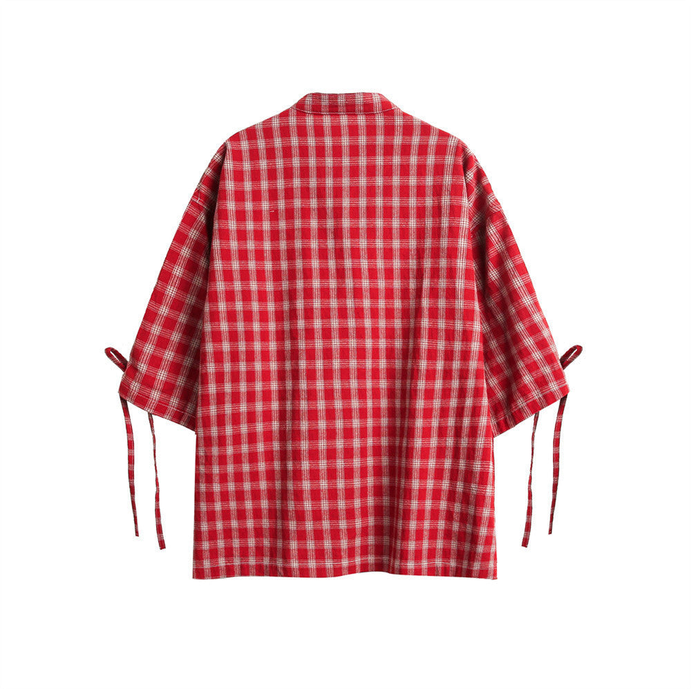 Fashion Short Sleeve Plaid Shirt Men