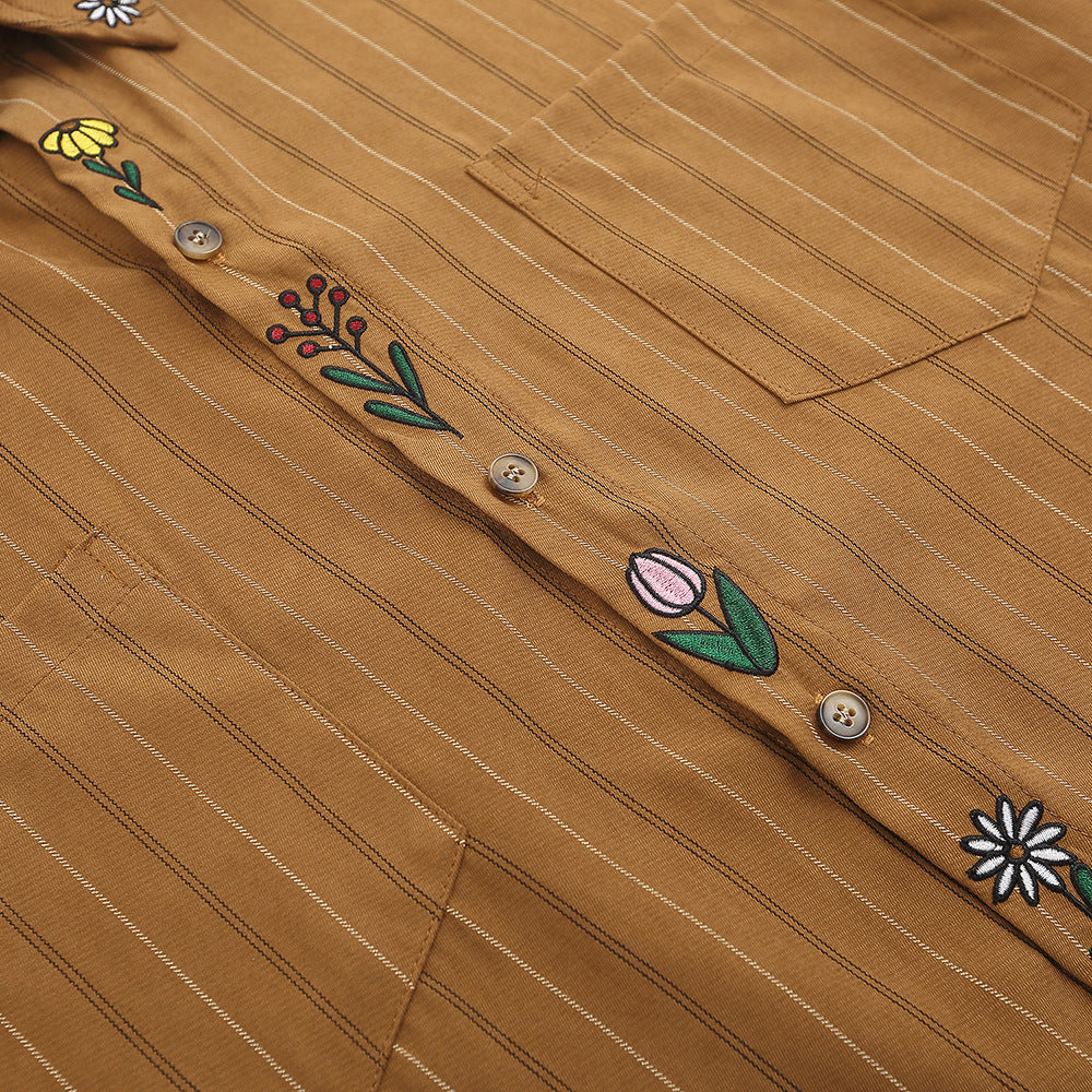 Vertical Striped Casual Short-sleeved Shirt For Men