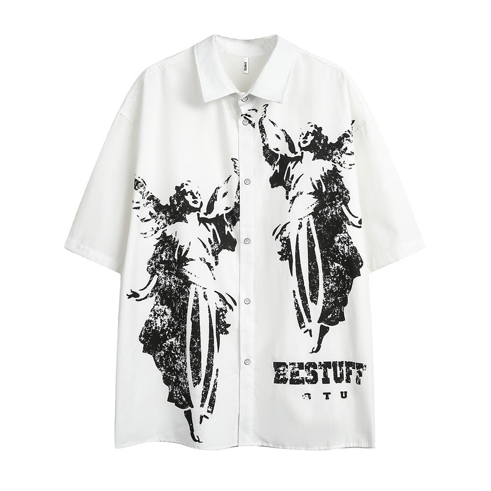 Chemise décontractée à imprimé noir et blanc pour homme