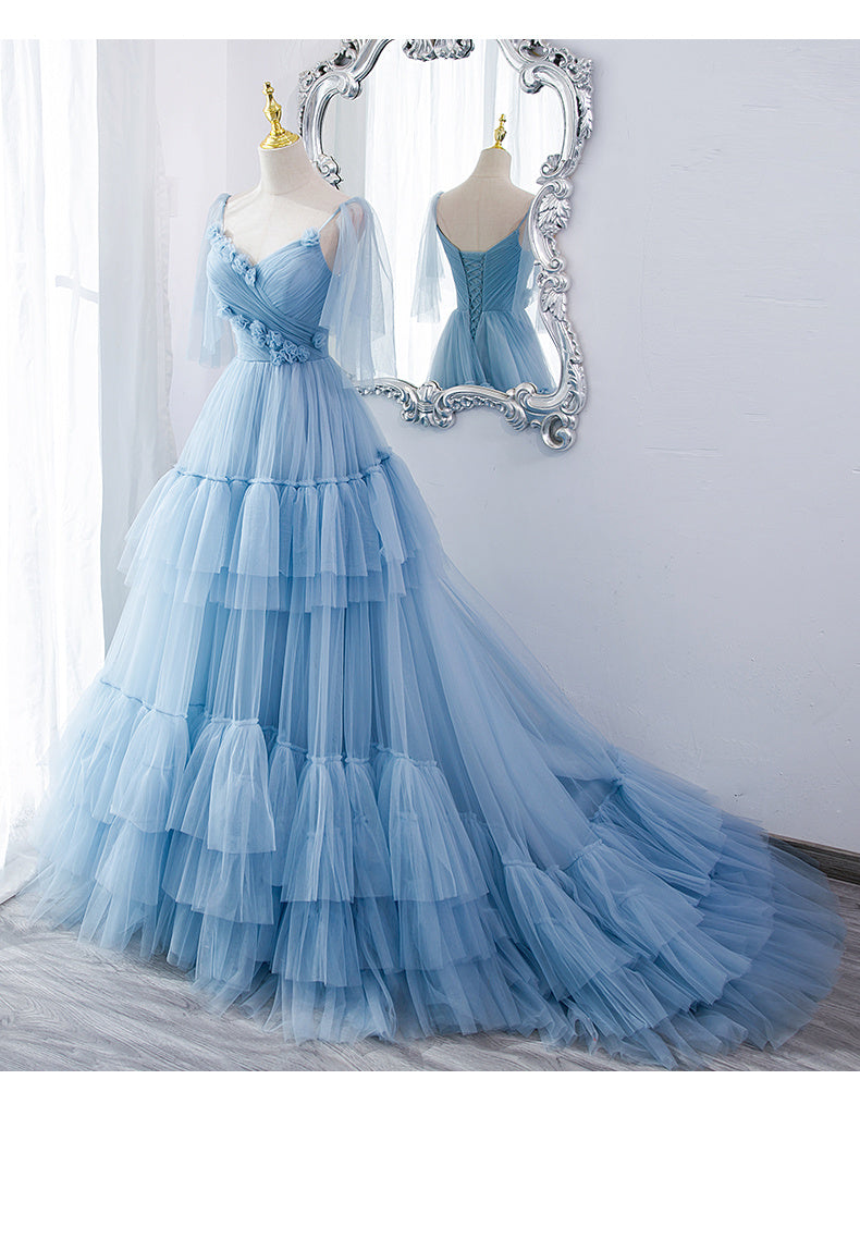 Fashion Personality Blue Evening Dress