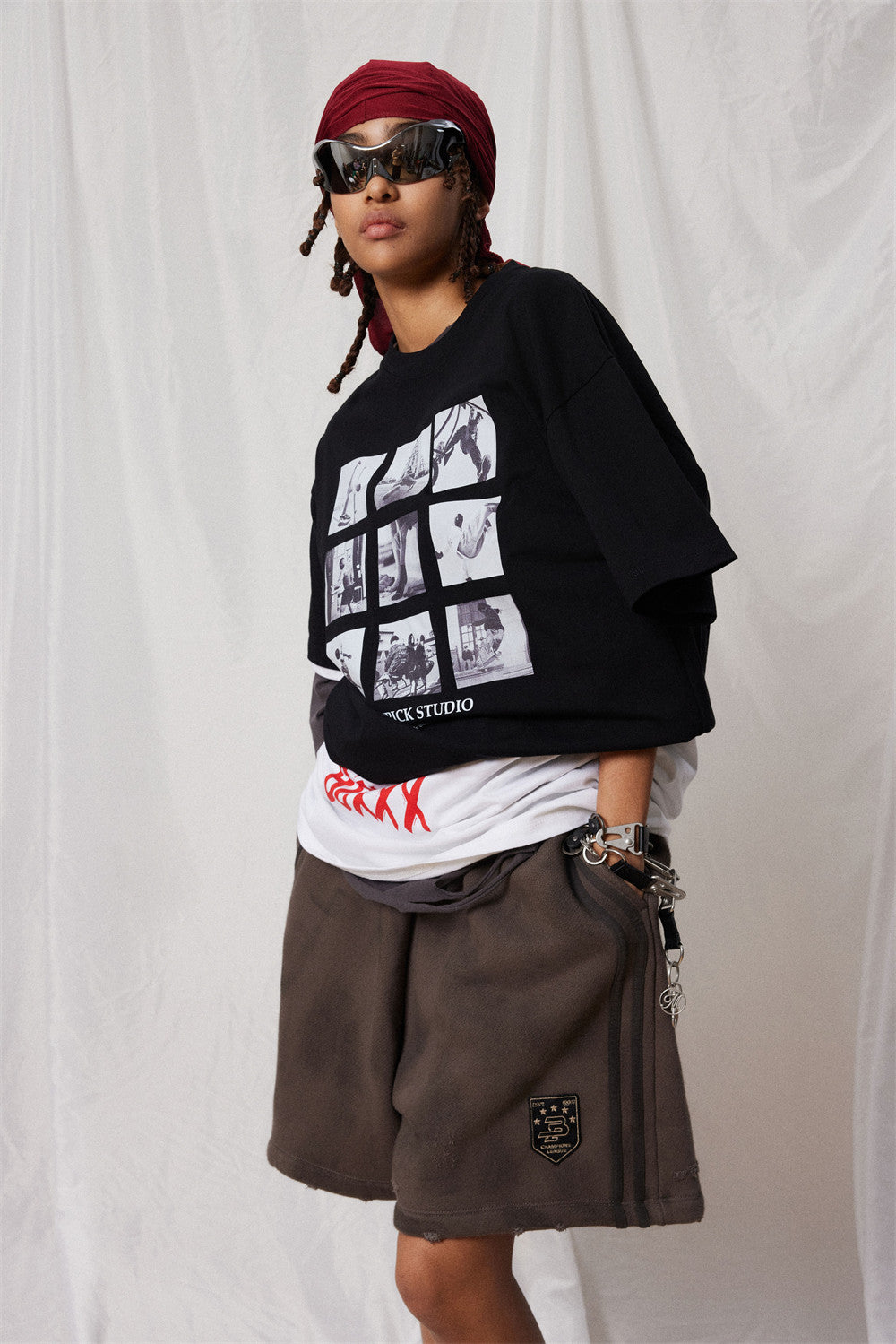 T-shirt à manches courtes imprimé Jiugongge pour hommes