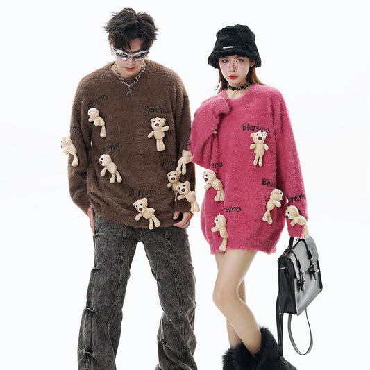 Maglione con lettere a forma di orsetto dei cartoni animati divertente