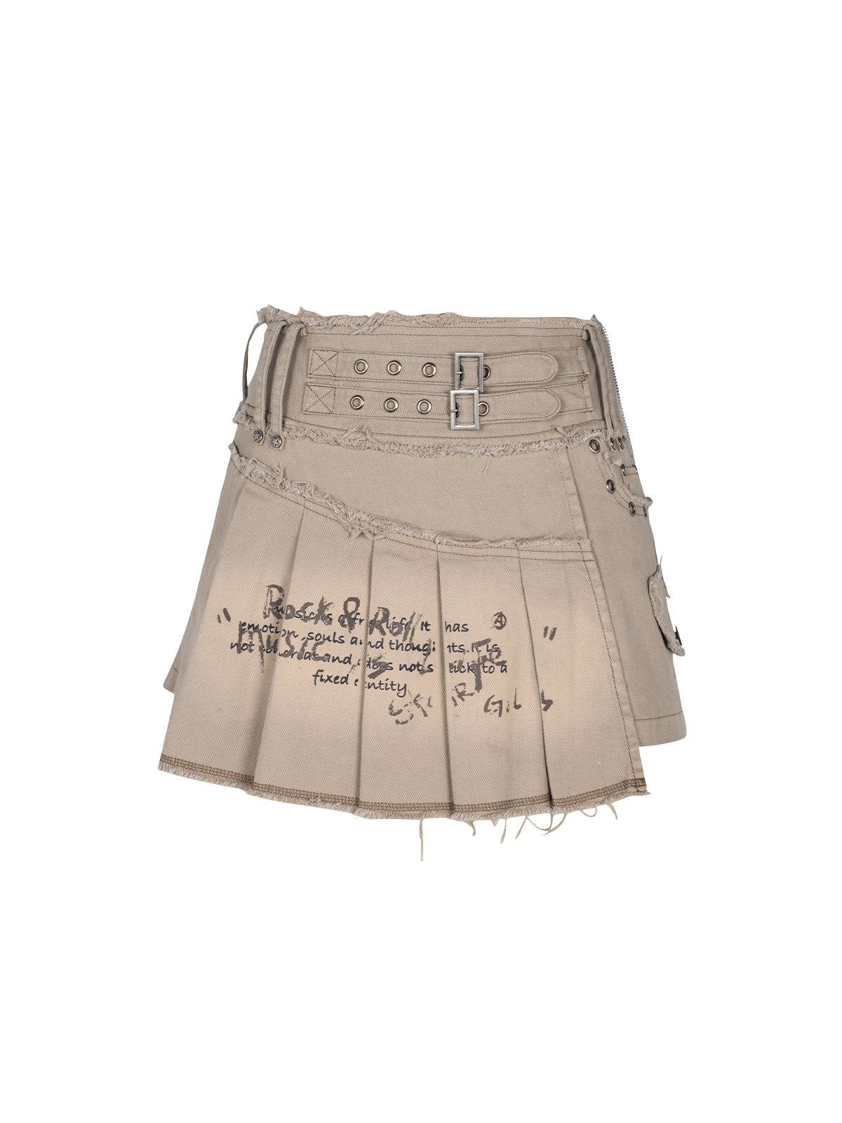 Gonna in denim lavato vecchio stile con stampa graffiti e industria pesante