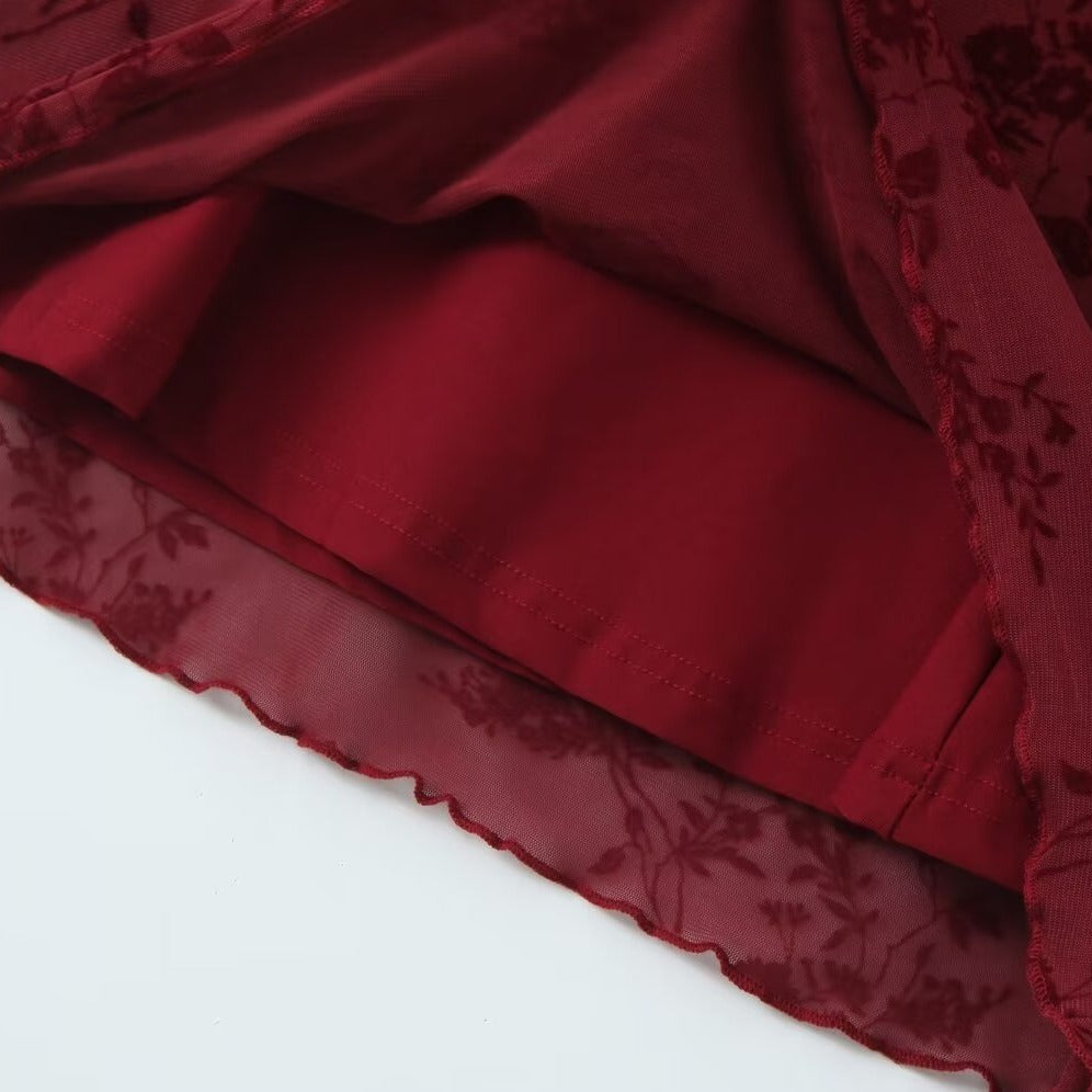 Long Sleeve High Waist Slim Flocking Dress