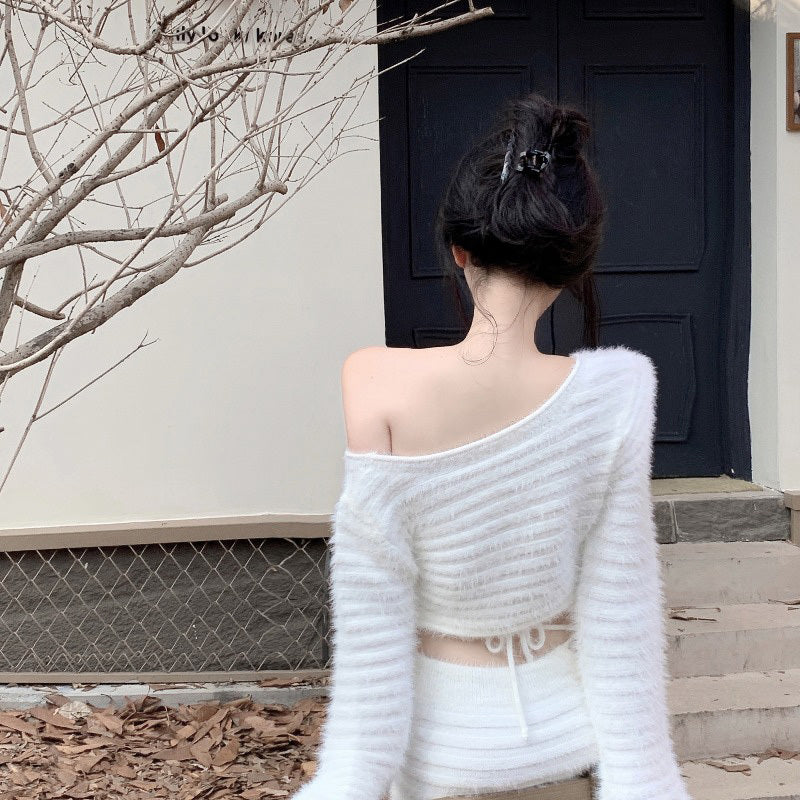 Knitted Slit Skirt Autumn Slim Fit Hip Package