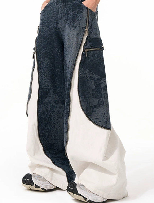 Zipper Structure Stitching Design Sense Machete Jeans