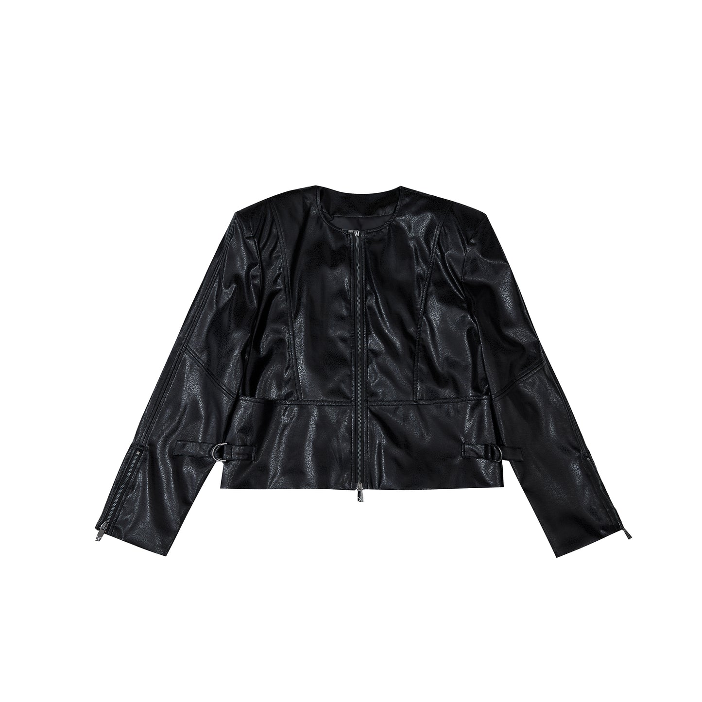 Texture Sense Padded Shoulder Leather Coat Men