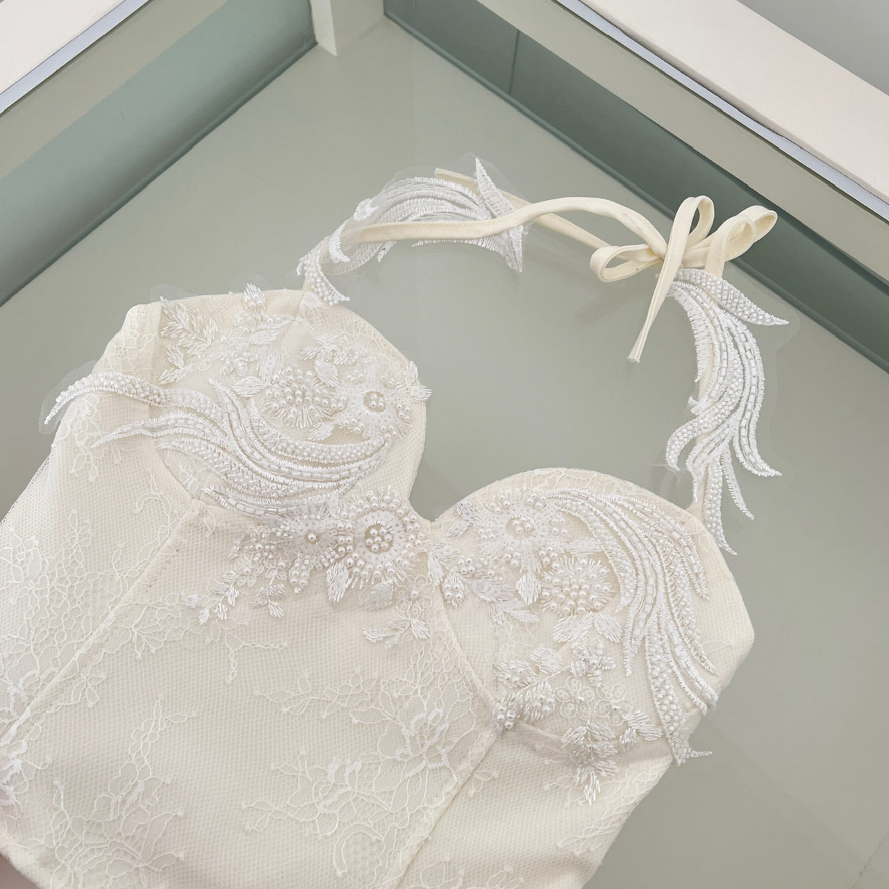 Lace Heavy Embellished Mesh Beaded Sequin Top & Skirt Set Women's Two-Piece