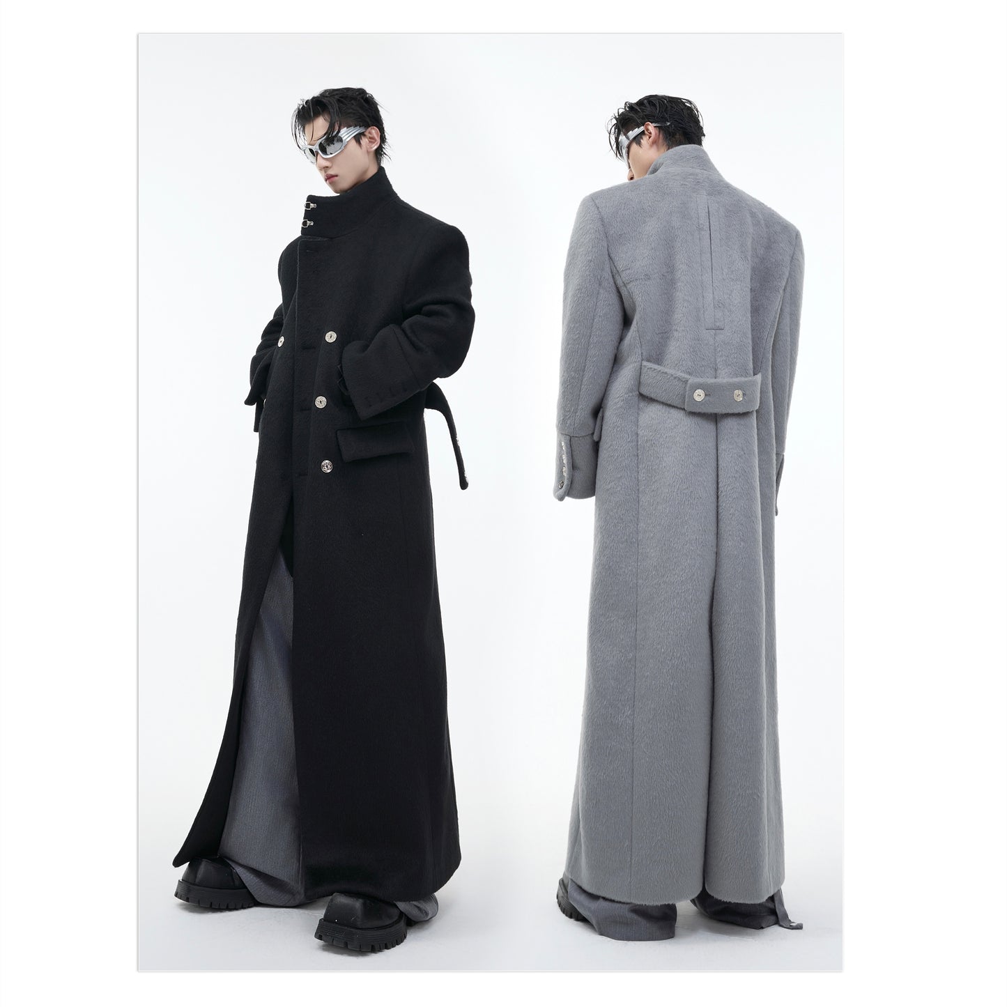 Stand Collar Profile Woolen Coat Heavy Long Below The Knee Woolen Coat