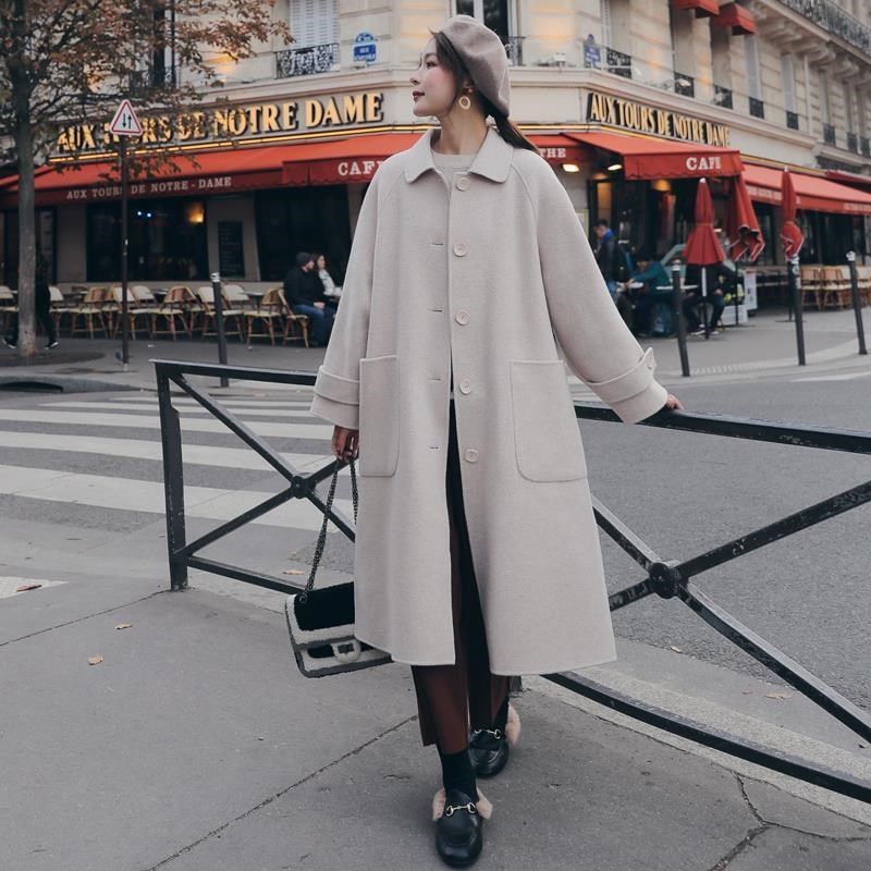 Mid-length Thick Windbreaker Woolen Coat