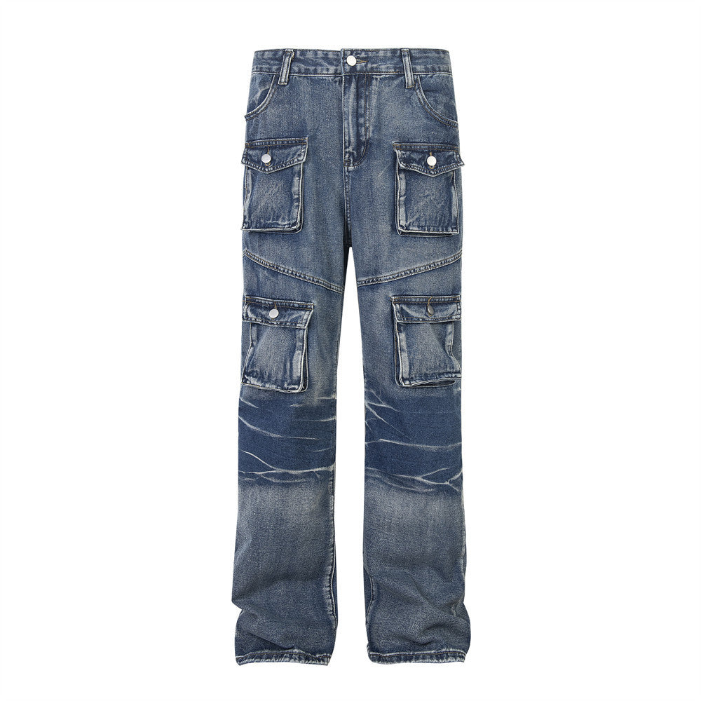 Pantalon droit ample tie-dye pour hommes et femmes, style punk et streetwear