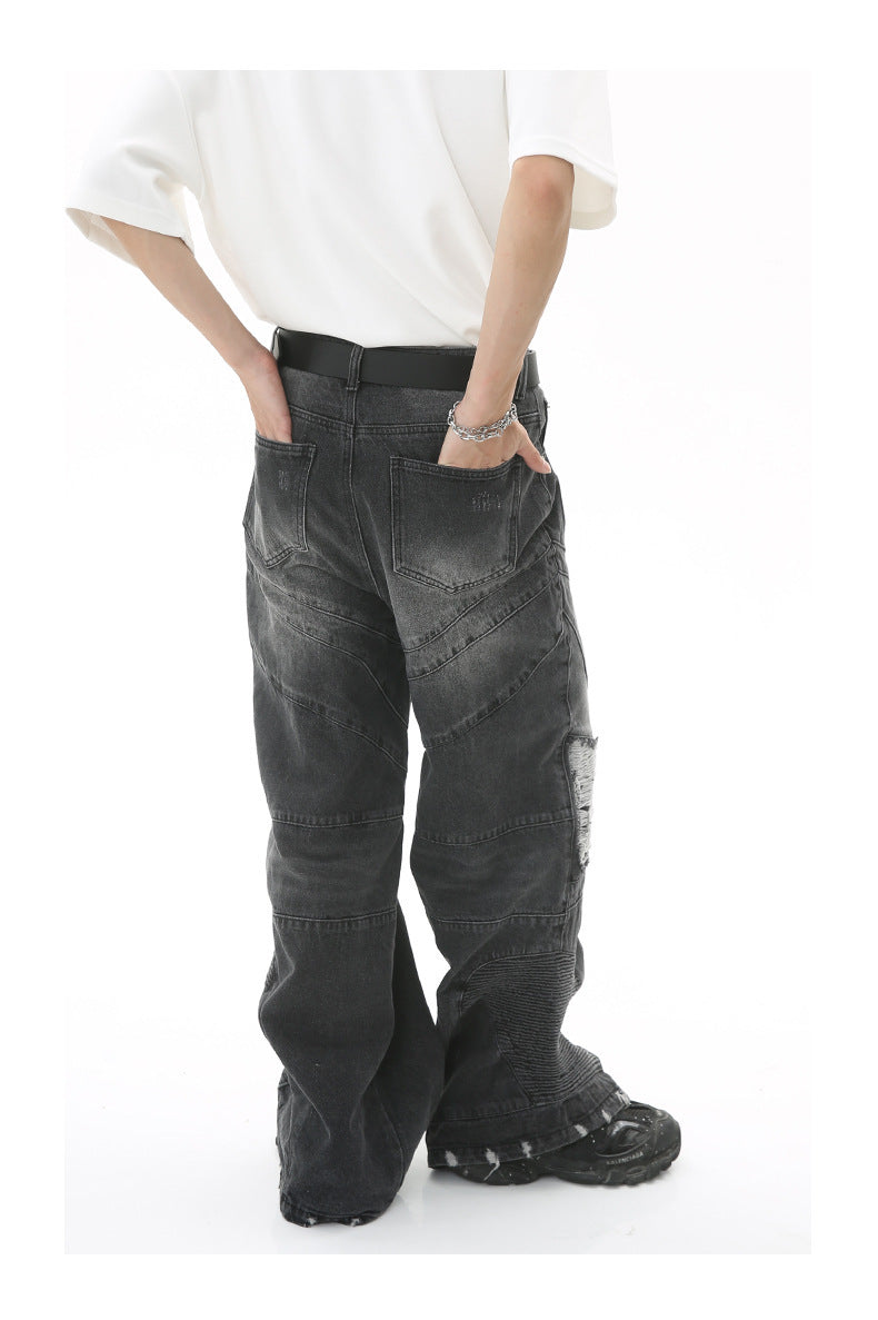 New Style Loose Straight Wide Leg Mopping Hip Hop Denim Pants