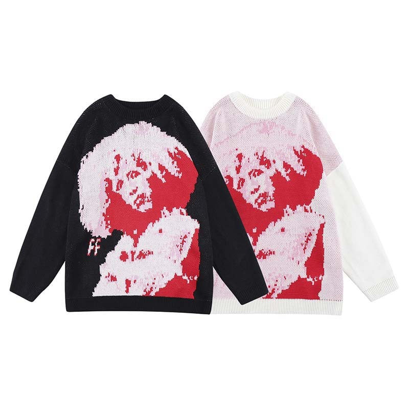 High Street Character Full Print Jacquard Crew Neck Sweater