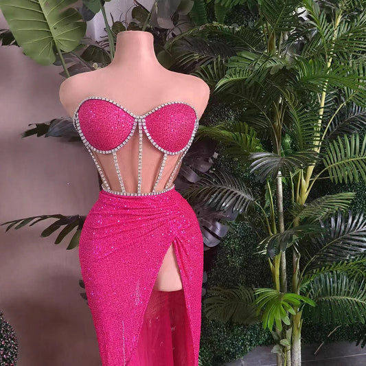 Ensemble robe-tailleur décontracté à paillettes et strass brillants, parfait pour toutes les occasions