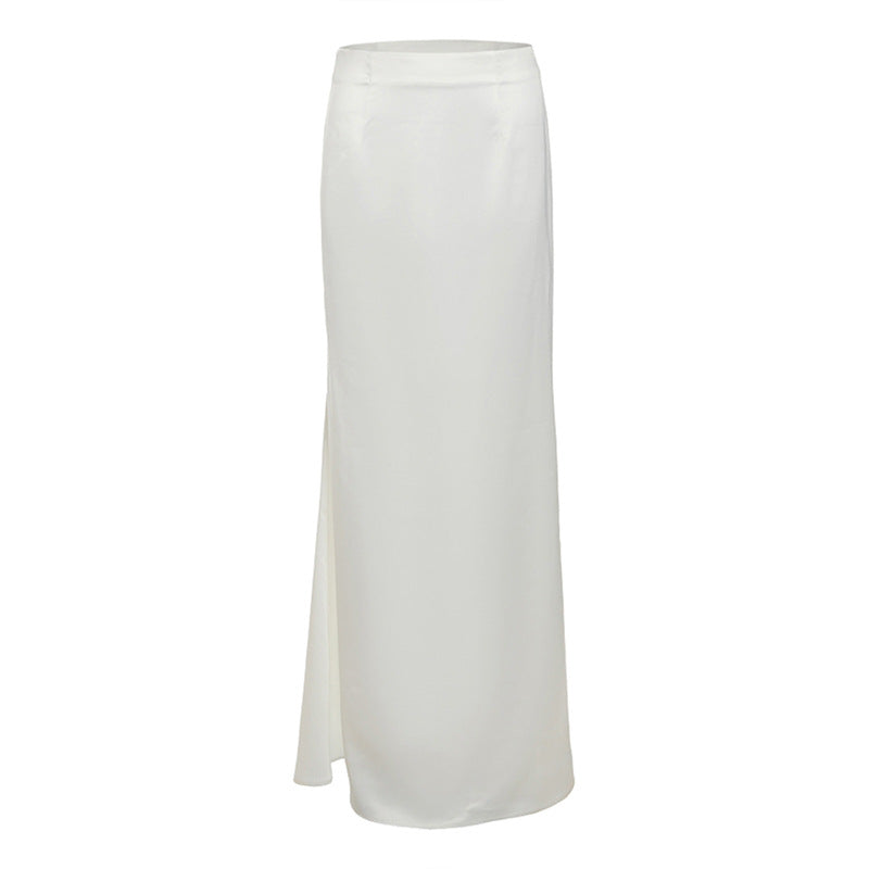 Robe longue élégante d'automne en dentelle à motif baleine, coupe ajustée.