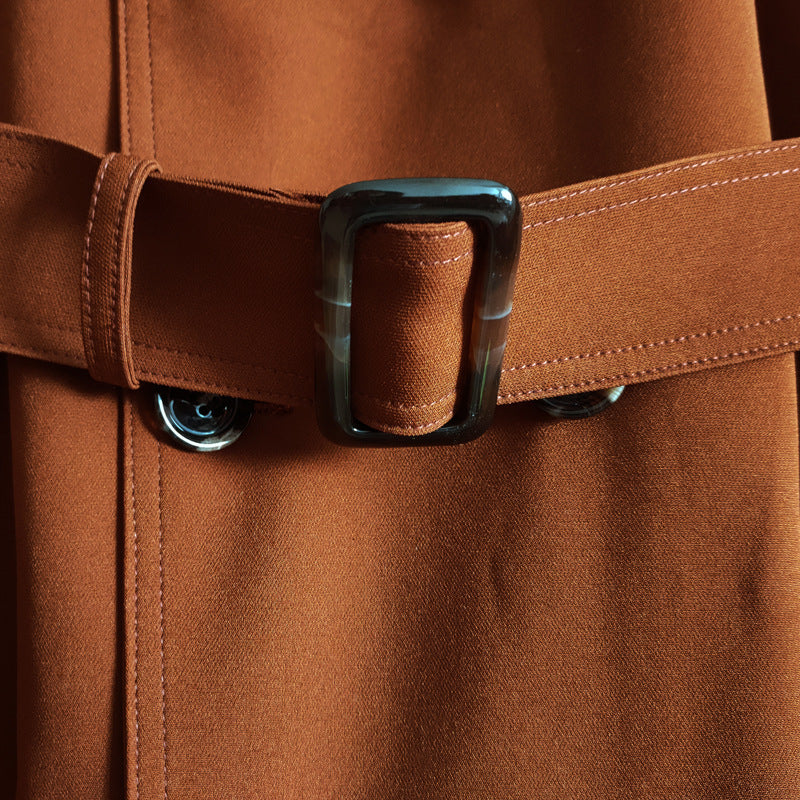 Trench-coat long classique à double boutonnage pour homme