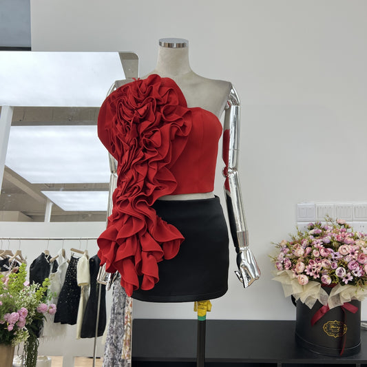 Gilet asymétrique à ruban fleuri Street Shot Goddess