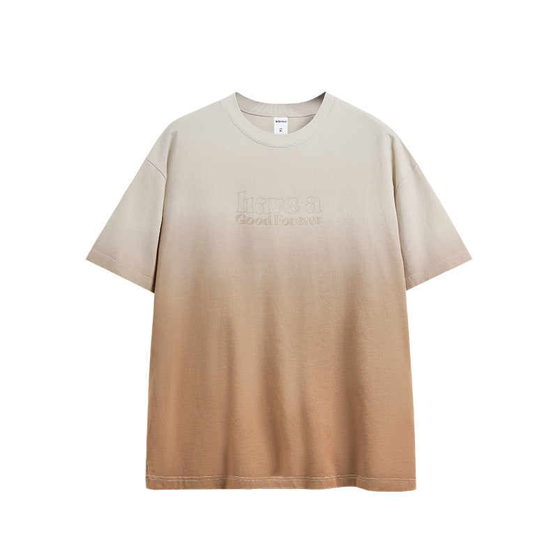 Three-dimensional Printed Gradient T-shirt Round Neck Short Sleeve Top