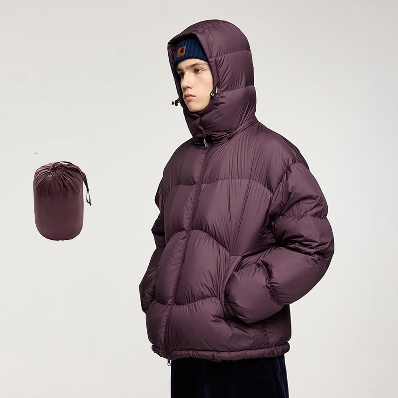 Thin And Portable Puff Down Jacket Solid Color Hooded