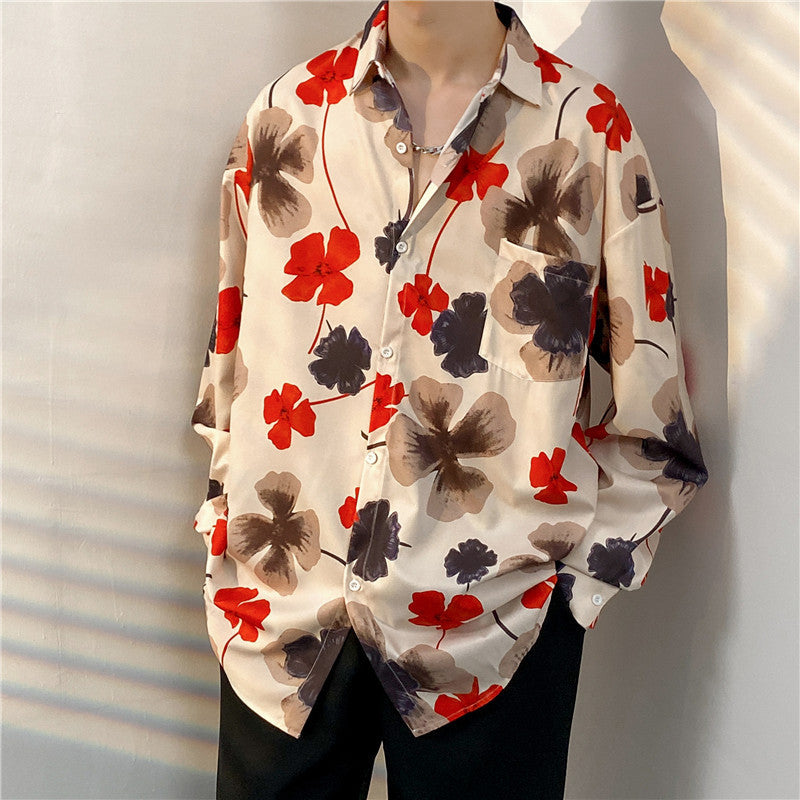 Loose Trend Retro Long-sleeved Floral Shirt