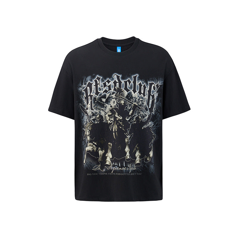 Cotton Short Sleeve Chalk Digital Direct Injection Printed T-shirt
