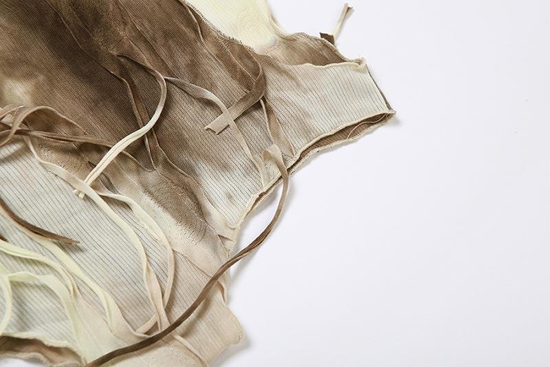 Fashion Tatted Sleeveless Tassel Ripped Dress