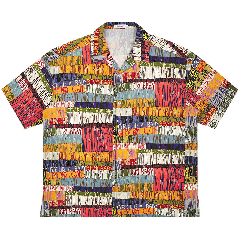 Chemise décontractée ample à manches courtes et imprimé lettres