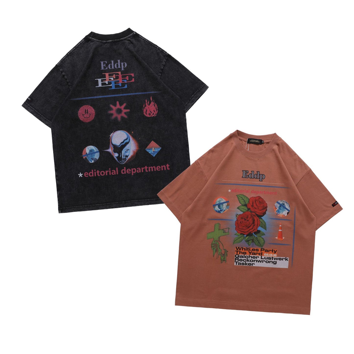 Loose Round Neck Fashion Original Design Washed T-shirt