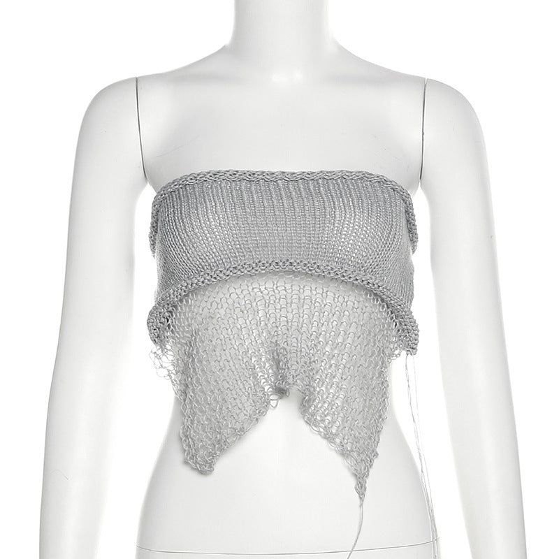 Gilet bandeau ajusté sans dos tricoté