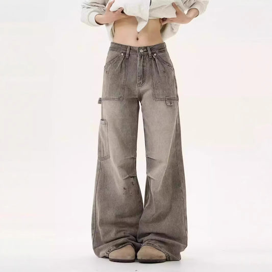 Jean gris fumé délavé style rétro américain avec encre Old Splash