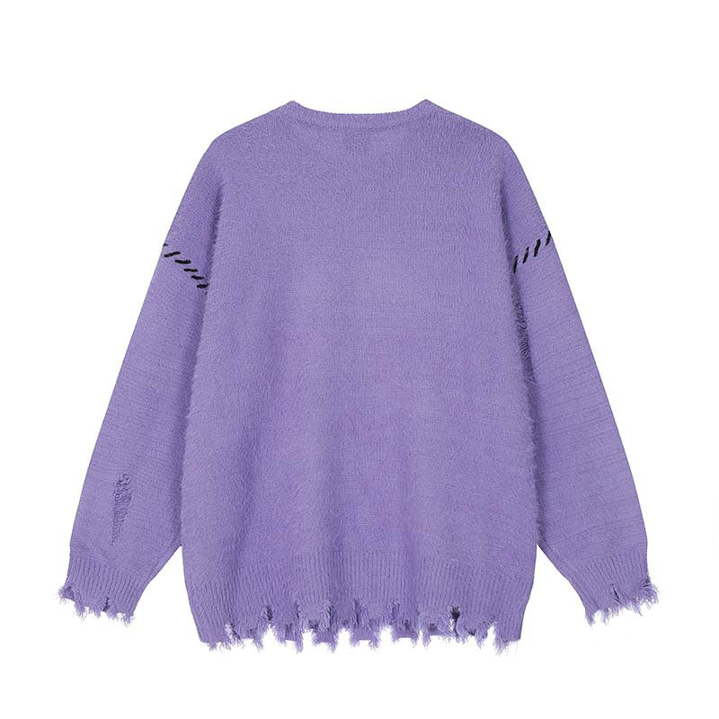 Women's Vintage Mohair Idle Style Letters Brocade Sweater