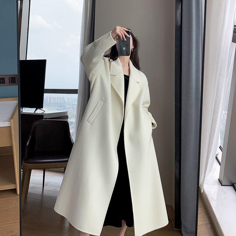 White Woolen Coat Women Autumn And Winter High-end Fashion Temperament In The Long And Small