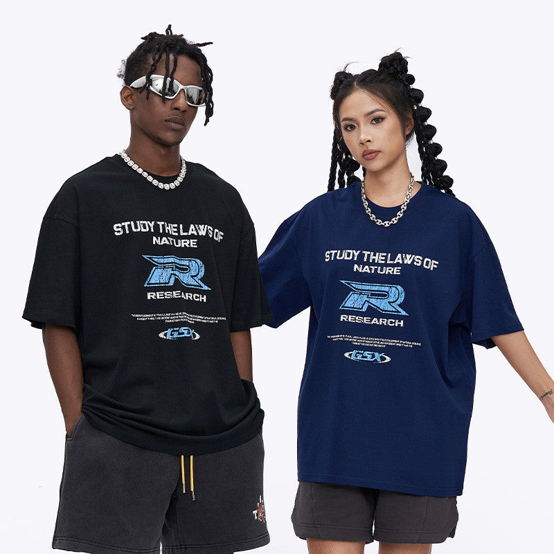 T-shirt homme à imprimé lettres craquelées style rétro tendance