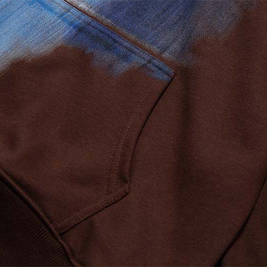 Vintage Creative Blurred Image Washed Hooded Sweatshirt