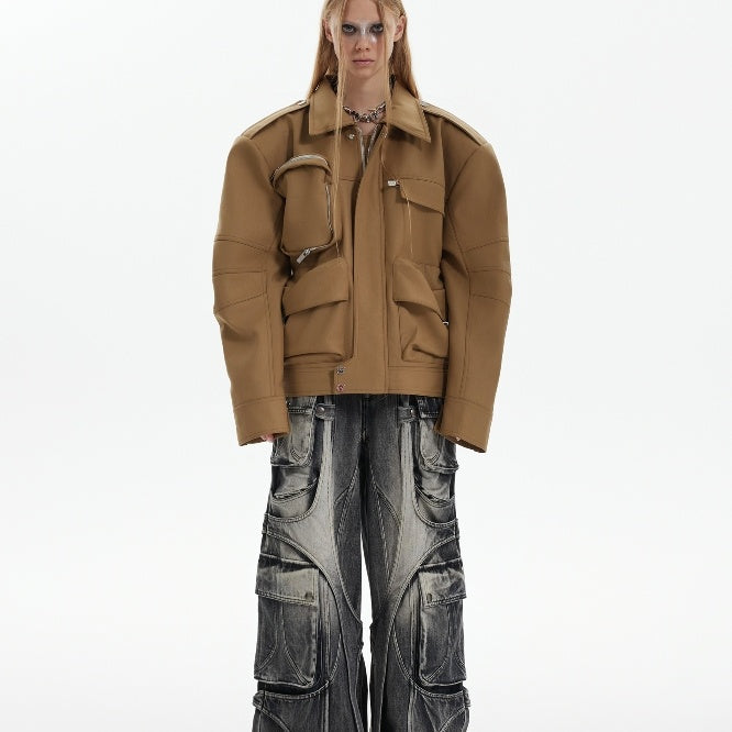 Heavy Industry Multi-pocket Function Cargo Jacket Coat