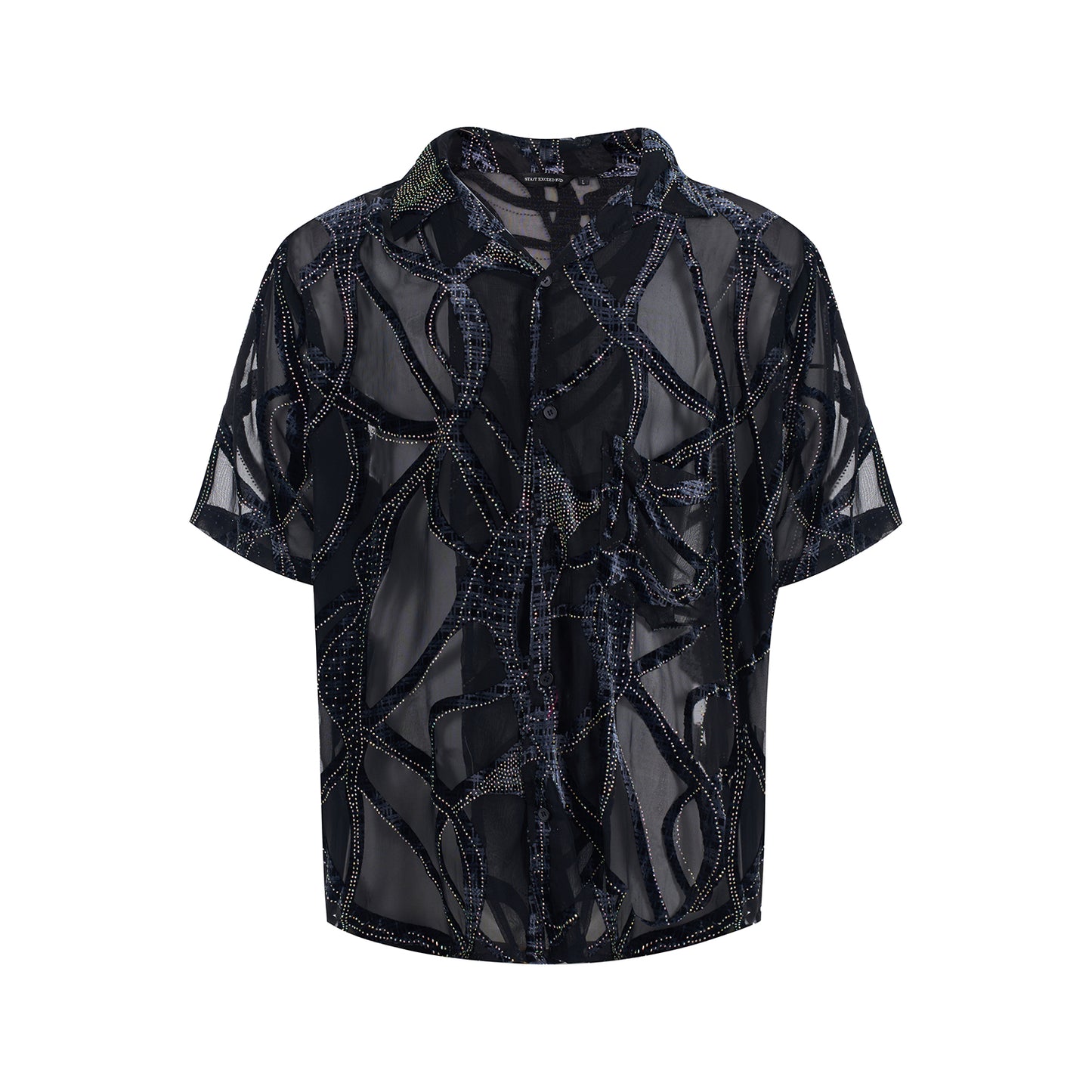 Chemise légère à manches courtes translucide à motif serpent pour hommes