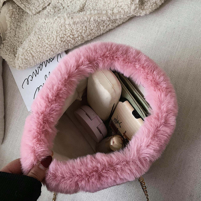 Fashion chain Plush straddle shoulder bag