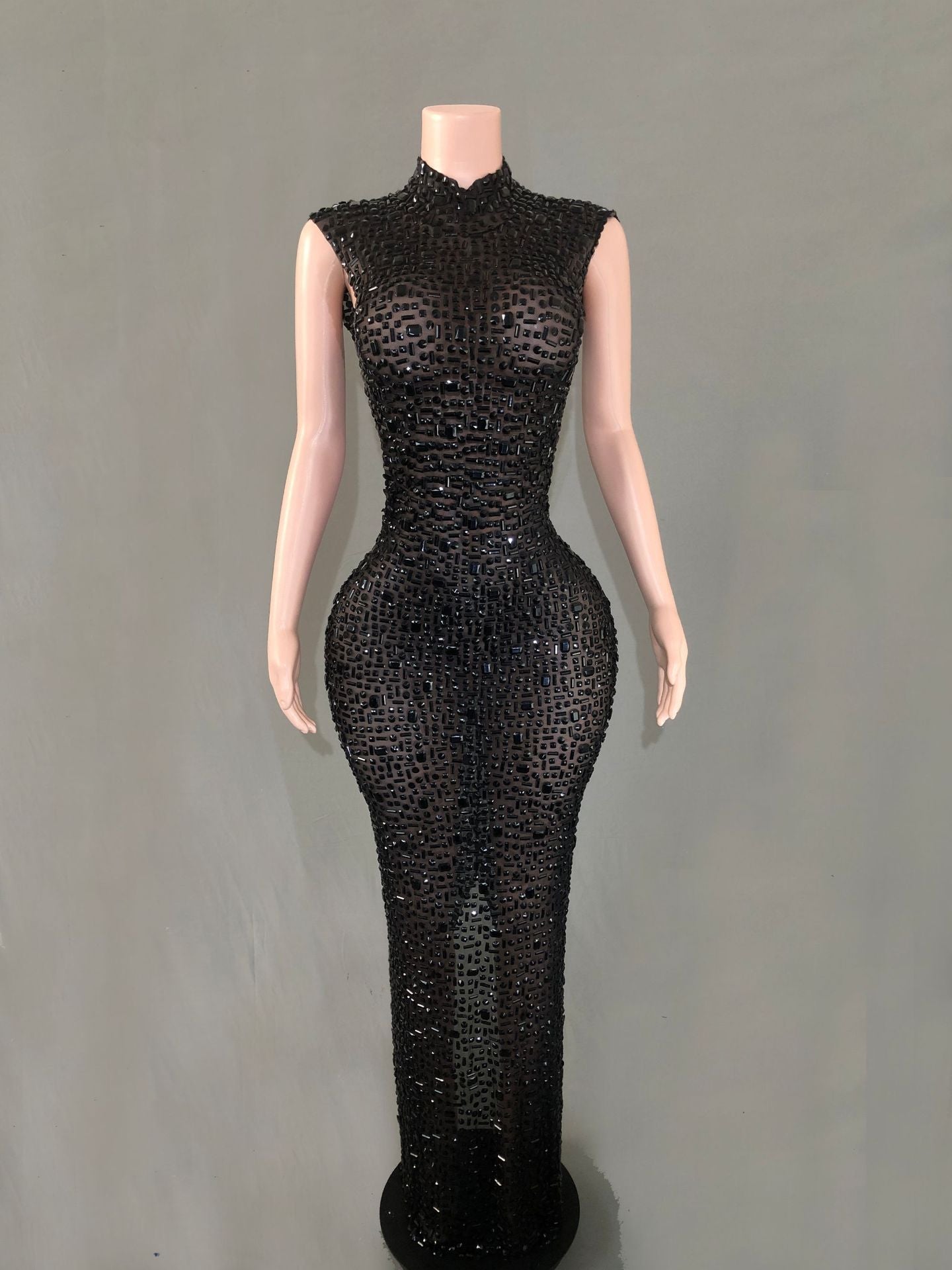 Long Rhinestone Slim Fit Slimming Dress