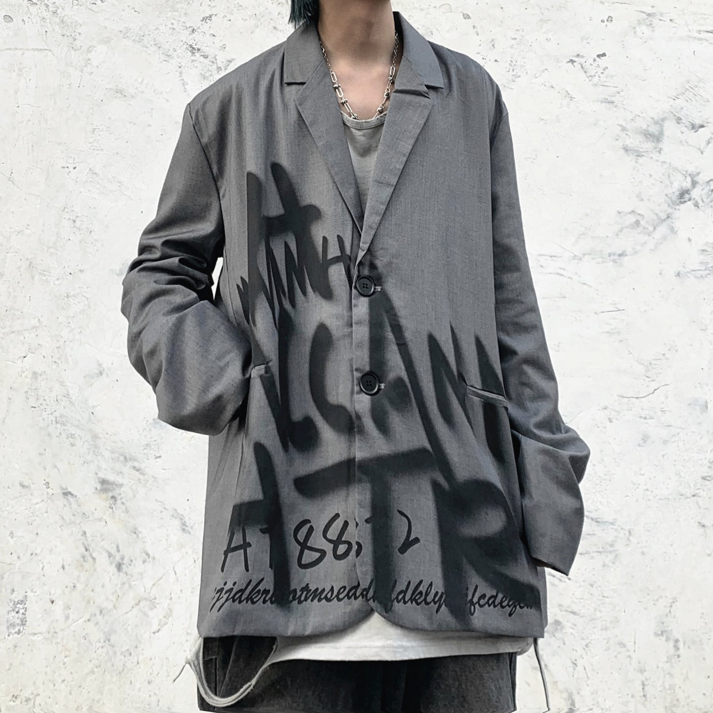 Manteau de costume foncé pour homme Graffiti