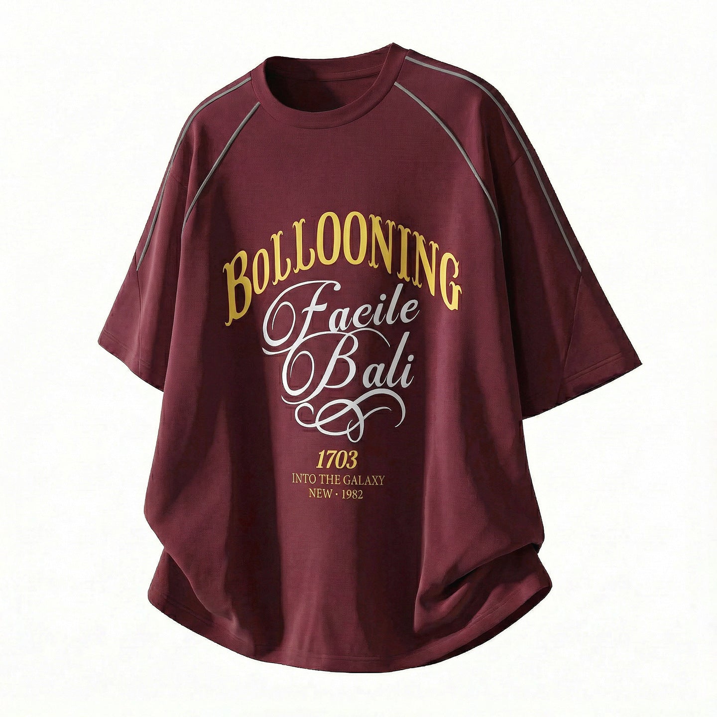 Contrast-color Letter-printed Cotton Short-sleeve T-shirt