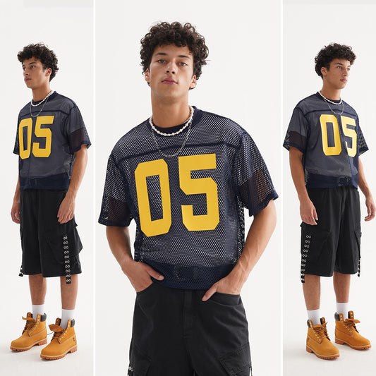 Mesh Ball Uniform Polygon Mesh Loose Short Sleeve T-shirt