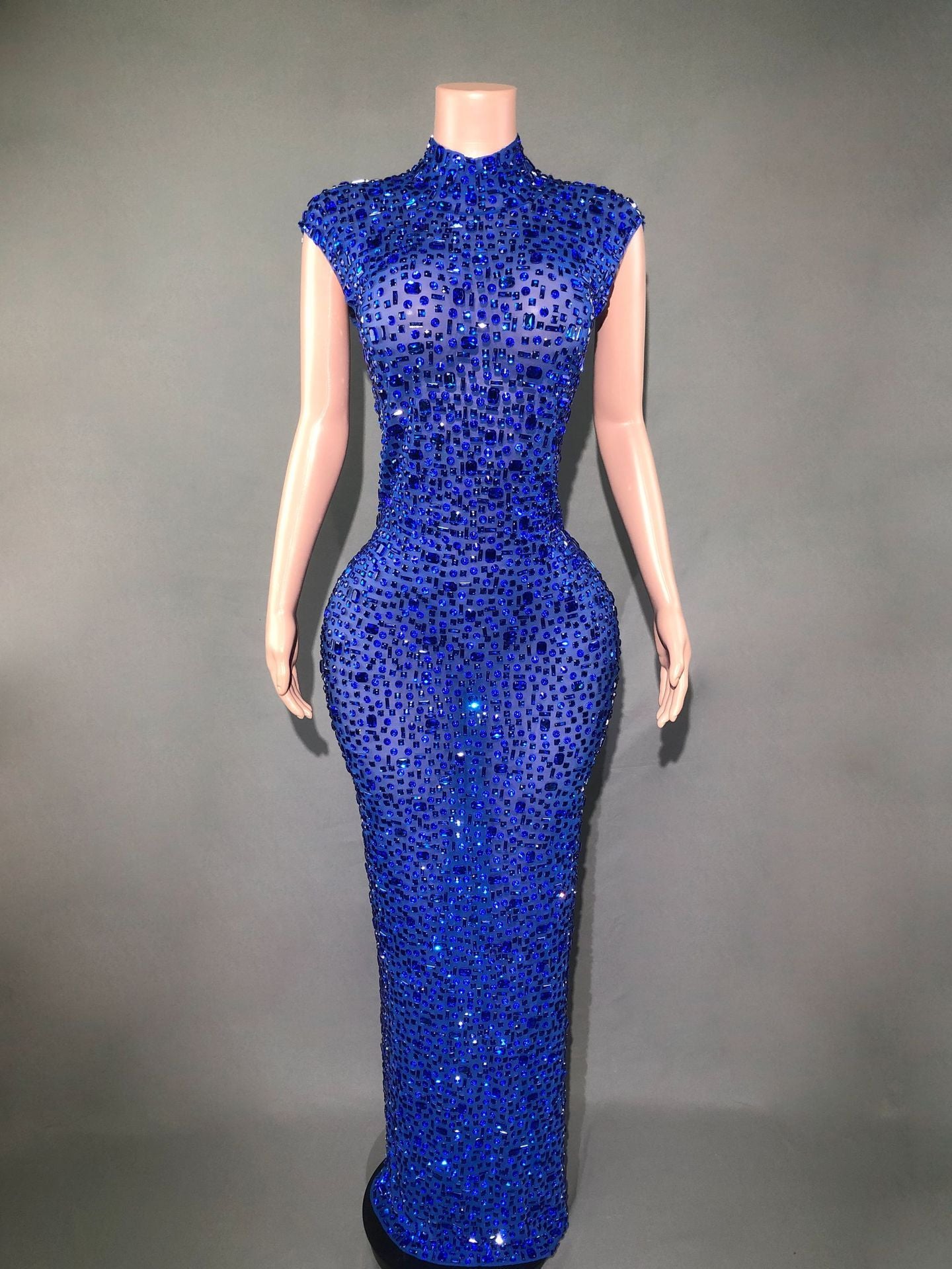 Long Rhinestone Slim Fit Slimming Dress