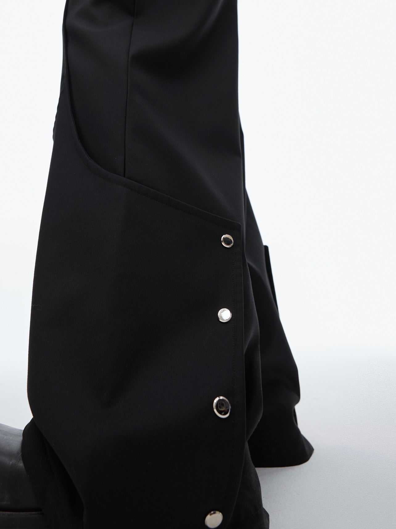 Double-layer Stitching Suit Pants Metal Button Design Casual Pants