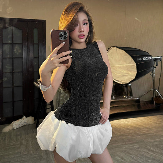 Vest Bud Stitching Jumpsuit Skirt