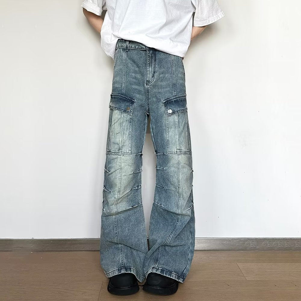 Jean ample délavé style rétro américain High Street Workwear